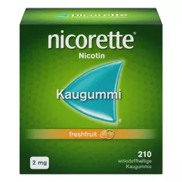 NICORETTE 2 mg žuvačky čerstvého ovocia, 210 kusov