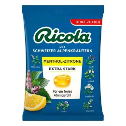 Ricola bez cukru vrecúško mentol citrón extra silný, 75 g