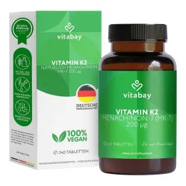 Vitamín K2 200 µg MK-7 vegánskych tabliet, 240 ks