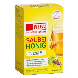 Wepa šalvia + med + vitamín C + zinkový prášok, 10X10 g