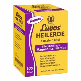 Luvos liečivá hlina extra jemné kapsuly na akútne žalúdočné problémy súvisiace s kyselinou, 100 kusov