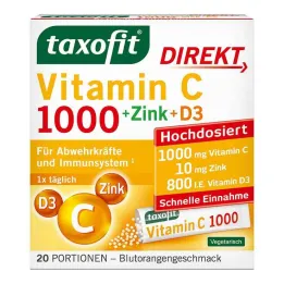 Taxofit Vitamín C 1000 + Zinok + D3 Direct Granule, 20 ks