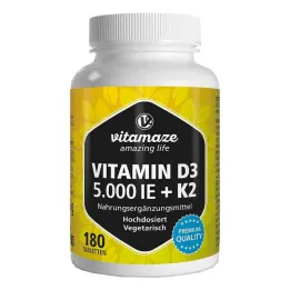 Vitamín D3 K2 5000 IU / 100 µg tablety s vysokou dávkou, 180 kusov