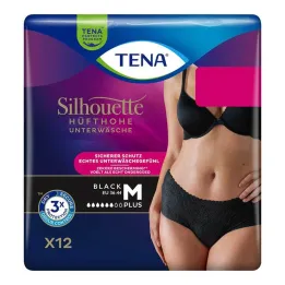 Tena Silhouette Plus M čierne inkontinenčné nohavičky, 12 ks
