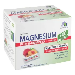 Magnesium 400 + B complex priame broskyňové granulované tyčinky, 100x2,5 g