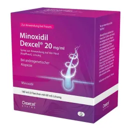 Minoxidil Dexcel 20 mg / ml sprej na použitie na vlasovú pokožku, 3x60 ml