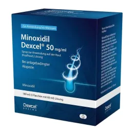 Minoxidil Dexcel 50 mg / ml sprej na použitie na vlasovú pokožku, 3x60 ml