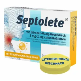 Septolete s citrónovo-medovou príchuťou 3 mg/1 mg pastilky, 16 ks