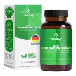 OPC Extrakt z hroznových jadierok 1000 mg vysoká dávka.+ vegánske tablety, 120 ks