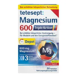 Tetesept Magnesium 600 Triple Action filmom obalené tablety, 30 ks