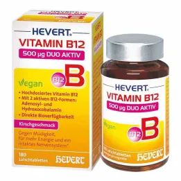 Vitamín B12 Hevert 500 µg Duo Active pastilky, 180 ks