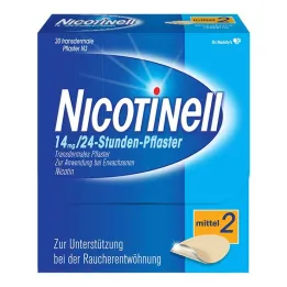 NICOTINELL 14 mg / 24-hodinové nikotínové náplasti, stredná sila náplasti (2), 30 ks